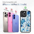 AIGOMARA Case for iPhone 16 Pro [Compatible with MagSafe] Blue Turtle Shell Ocean Collage Pattern Design for Women Girls Men Soft TPU Bumper Hack PC Back Shockproof Protective Slim Magnetic Cover