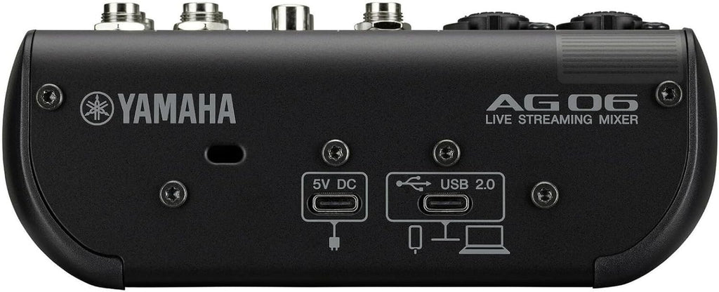 Yamaha AG06MK2 Black 6-Channel Live Streaming Loopback Mixer/USB Interface with Steinberg Software Suite