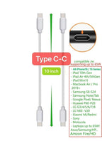 10-Pack Multi Short USB Cables & TypeC-C Cables for Charging Stations Compatible/w iPhone16/15, iPhone5-14/ iPads/iPad mini/iPad Pros/Samsung Moblies & Tablets/Pixel & Nexus/HTC/Sony(White)