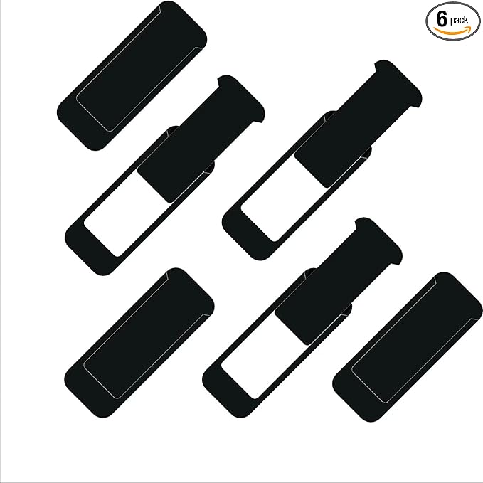 Laptop Camera Cover Slide, Webcam Cover Slide, Ultra-Thin, US Flag Pattern Design, 6 Pack Apply to Laptop, Tablet, MacBook Camera Cover Slide Protect Your Privacy (Black & 6-Pack)