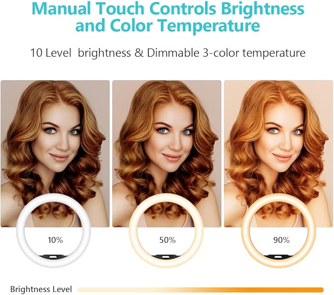 Sensyne 12'' Ring Light with 50'' Extendable Tripod Stand, LED Circle Lights with Phone Holder for Live Stream/Makeup/YouTube Video/TikTok, Compatible with All Phones