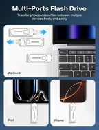 512GB Flash Drive Intended for iPhone, Memory Stick Storage Files Photos Videos Backup, Compatible with iPhone iPad Android PC, Plug and Play, No Application Required (Metal Silver)