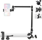 FIFIELD 22" Magic Arm with Super Clamp Overhead Camera Mount for Camera, 1/4” Threads Adjustable Desktop Stand Holder Compatible with Phone Microphone Webcam Action Camera Video Light