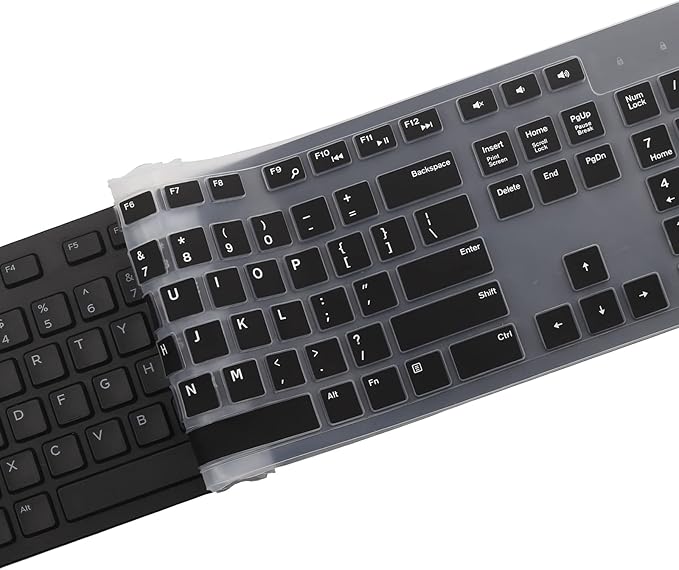 Keyboard Cover Skin for Dell KM636 KB216 KB216t KB216d KB216p Wired & Wireless Keyboard, Dell Optiplex 5250 3050 3240 5460 7450 7050, Dell Inspiron Desktop 24" 27" 5400 5490 7700 7790 3475 3670 3477