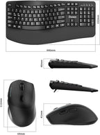 Wireless Keyboard and Mouse Combo,2.4G Full Size Wave Keys Ergonomic Keyboard with Wrist Rest for Natural Typing, 3 DPI Adjustable Ergonomic Silent Mouse for Computer/Laptop/Windows/Mac (Black)
