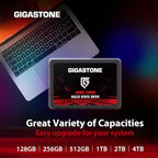 Gigastone SATA SSD 128GB (2-Pack) 2.5 inch SSD 520MB/s Upgrade Laptop PC Memory and Storage PS4 HDD Replacement 2.5" Internal Solid State Hard Drives SATA III SLC Cache 3D NAND Game Turbo Performance