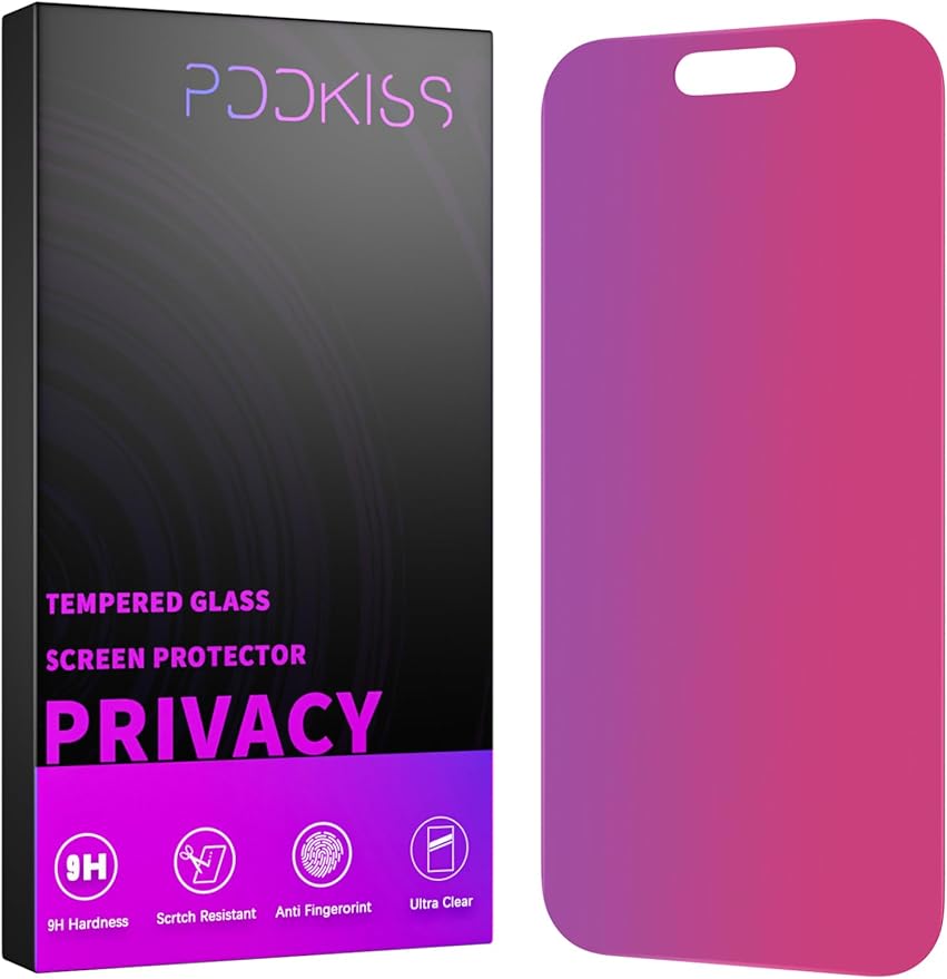 Compatible for iPhone 16 Pro Max Privacy Screen Protector Tempered Glass 6.9 Inch, Pink Gradient Anti Spy Anti Blue Light HD Easy Installation