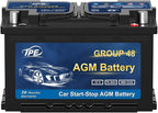 TPE AGM Battery BCI Group 48, Maintenance Free 12V 70Ah, H6 Size, 120RC, 800CCA, Automotive Battery, Reliable Performance for Cars Lead-Acid