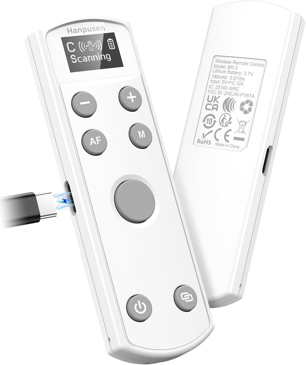 Hanpusen Rechargeable Camera Remote Control for Canon - Wireless Shutter Release with OLED Screen Compatible with R8, R6 II, R100, R50, R10, M50, SL3, R3, R5, R6, EOR RP, EOS R;Replaces Canon BR-E1
