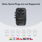 MOMAX European Travel Plug Adapter, Worldwide All in One Travel Adapter, International Power Adapter Wall Charger with 3 USB A and 1USB C Charging Ports for Travel Essentials (Type C/G/A/I)