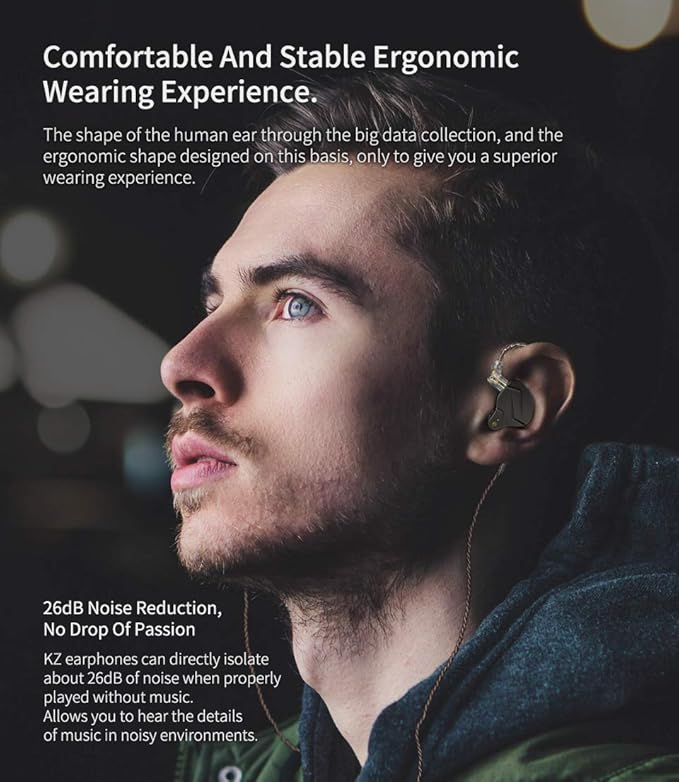 KZ ZSN Pro Dual Drivers 1BA 1DD in Ear Earphones HiFi Power Bass Earbuds Headphones High Clarity Sound Wired Earphones with Detachable Cable for Audiophile Musician