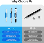 12 Pack Pen Holder for Desk, Silicone Pencil Holder with 12 Extra Adhesive Stickers, Adhesive Pen Holder & Marker Clip for Classroom Office Desk or Any Surface, Teacher Accessories Supplies (Blue)