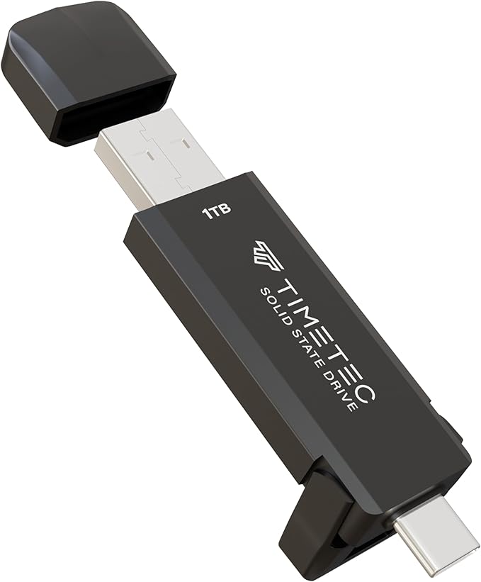 Timetec 1TB Pro Portable USB 3.2 Gen 2 Type-C/Type-A SSD Read Speed 1000MB/s Solid State Drive Stick for iPhone 15/Android/Tablet/Windows/Mac