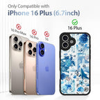 AIGOMARA Case for iPhone 16 Plus [Compatible with MagSafe] Blue Turtle Shell Ocean Collage Pattern Design for Women Girls Men Soft TPU Bumper Hack PC Back Shockproof Protective Slim Magnetic Cover