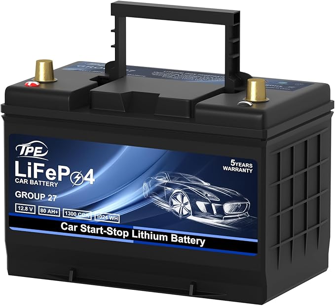 GROUP 27 Car Start-Stop Lithium Battery 12V 80AH Car Battery with 1300CCA – High-Performance Automotive Battery with 60 Months Warranty