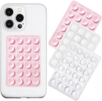 Silicone Suction Phone Case Mount 3 Pack, Silicon Adhesive Suction Cup Phone Mount, Non Slip Sticky Phone Grip for Cellphone, Strong Grip Holder for Selfies and Videos (LTPK&WT&TP)