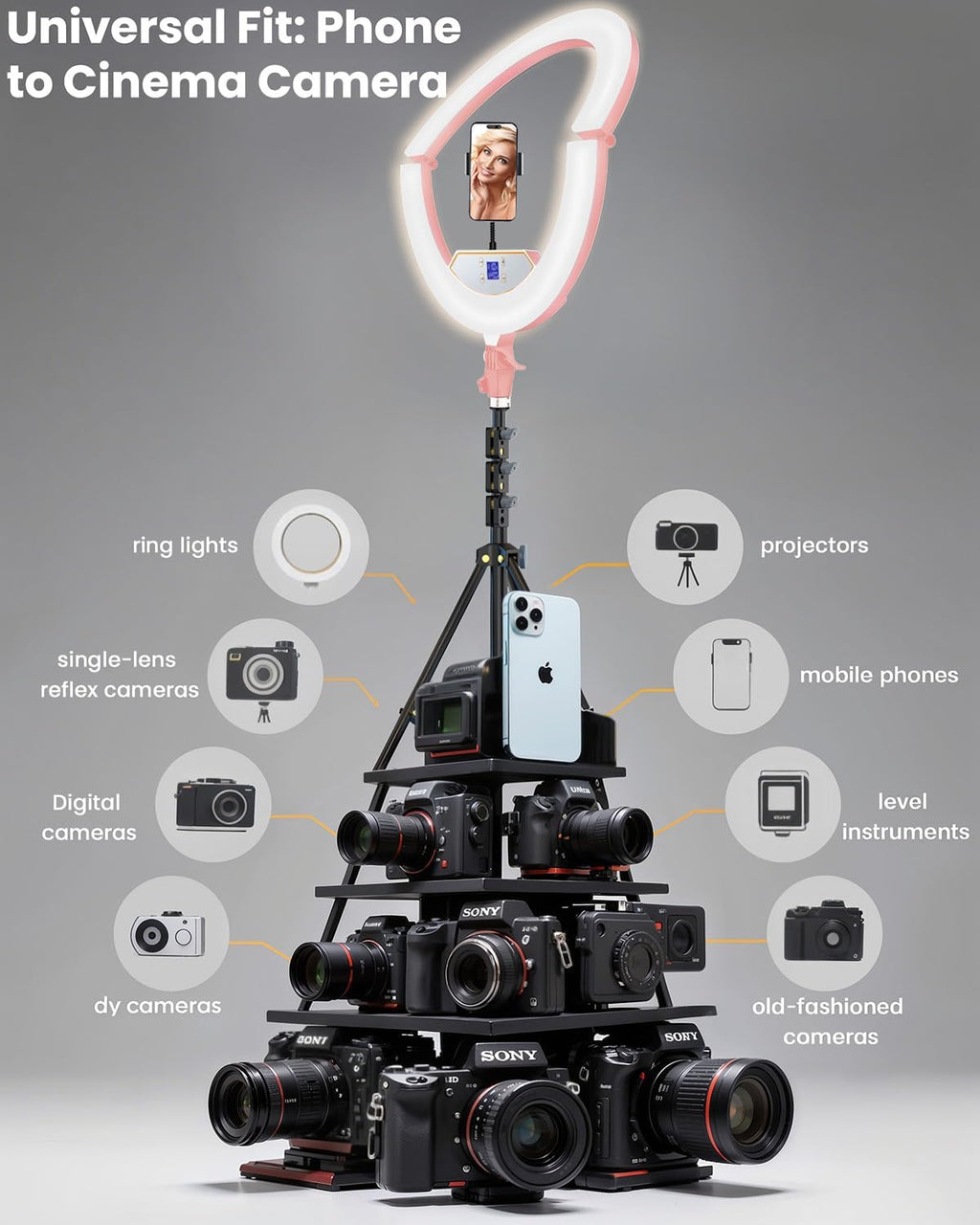 22" Large Ring Light with Stand,Foldable LED Big Ring Light Tripod for iPhone Phone Ipad, 75" Tall Tripod Touch Screen,Wireless Remote for Live Stream,YouTube,TikTok Video Shooting Pink