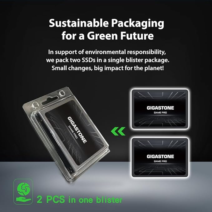 Gigastone SATA SSD 128GB (2-Pack) 2.5 inch SSD 510MB/s Upgrade Laptop PC Memory and Storage PS4 HDD Replacement 2.5" Internal Solid State Hard Drives SATA III SLC Cache 3D NAND Game Pro Performance