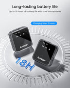 PQRQP 3 in 1 Microphone for iPhone/Android/Camera, Mini Microphone, 328ft Transmission, 18H Battery Life, Wireless Microphones Crystal-Clear Audio for Podcasting, Vlog, Streaming (Graphite Gray)