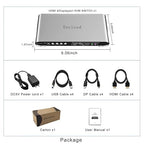 4 Computers 2 Monitors Automatic KVM Switch, HDMI 4k@60Hz + DP 8K 30Hz 4K@144Hz, Aluminum Alloy Shell, Digital Display, Audio/Microphone, hotkey, HDR10 with Cables