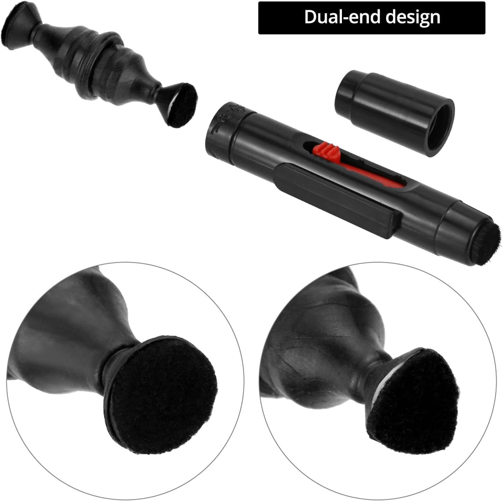 QWORK Camera Lens Cleaning Kit - 4-in-1 Includes Lens Cleaning Pen, Microfiber Cloths, Air Blower - Compatible with Sony, Nikon, Canon, DSLR Cameras & Cell Phones