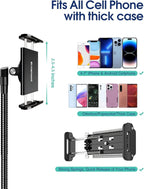 Elitehood 6.7 Feet Tall Phone Tripod, Heavy Duty Metal iPhone Tripod Stand with Remote, 17" Gooseneck Overhead Tripod for iPhone 15 14 13 Pro Max / 13 Pro / 13 12 11, Android Cell Phone Black