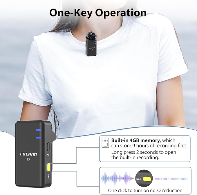 FULAIM X5M Wireless Lavalier Microphone System, Lavalier Lapel Mic with 18H Battery Life Charging Case for DSLR Cameras/iPhone/Android/Live Streaming