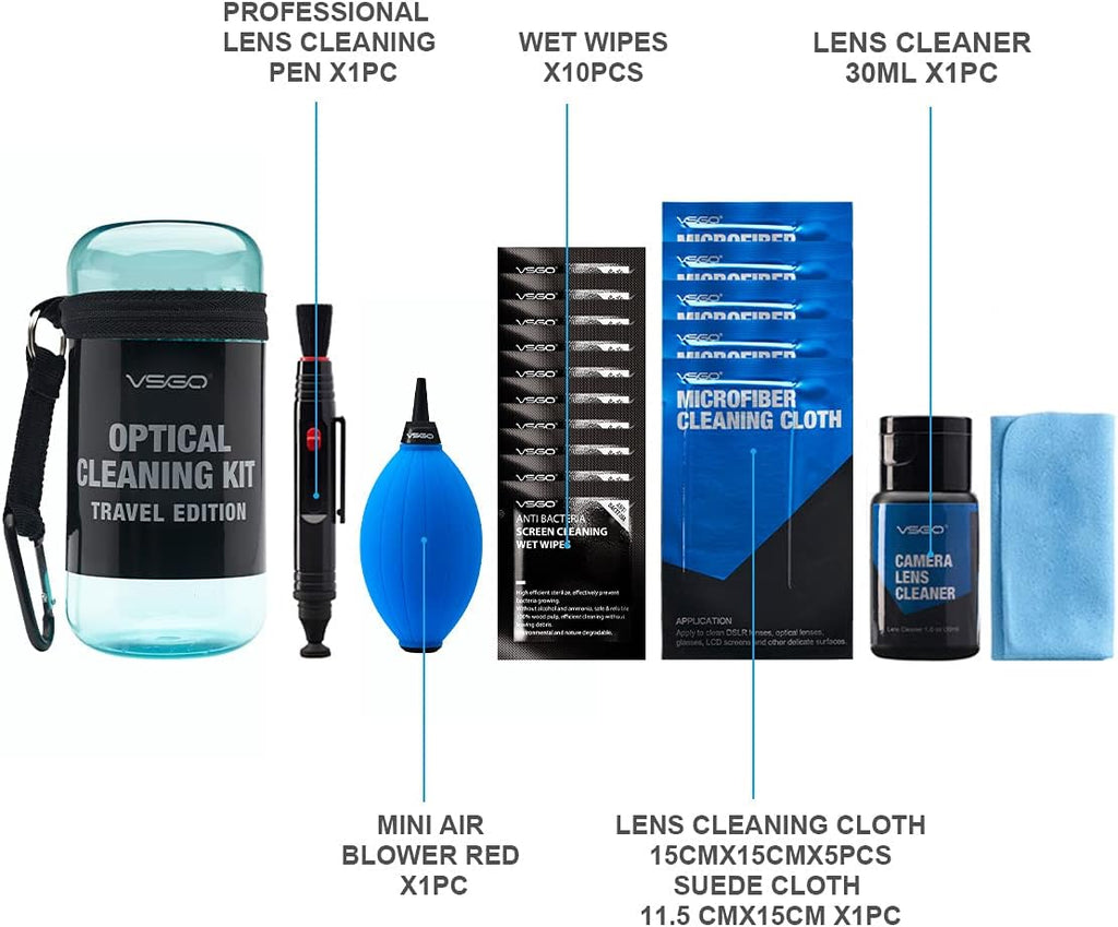VSGO DKL-15B Professional Cleaning Kit for DSLR Cameras and Sensitive Electronics Bundle with 0.5oz VSGO Photo Lens and LCD Cleaner 3 Color for Option(Black, Blue, Red) (Blue)