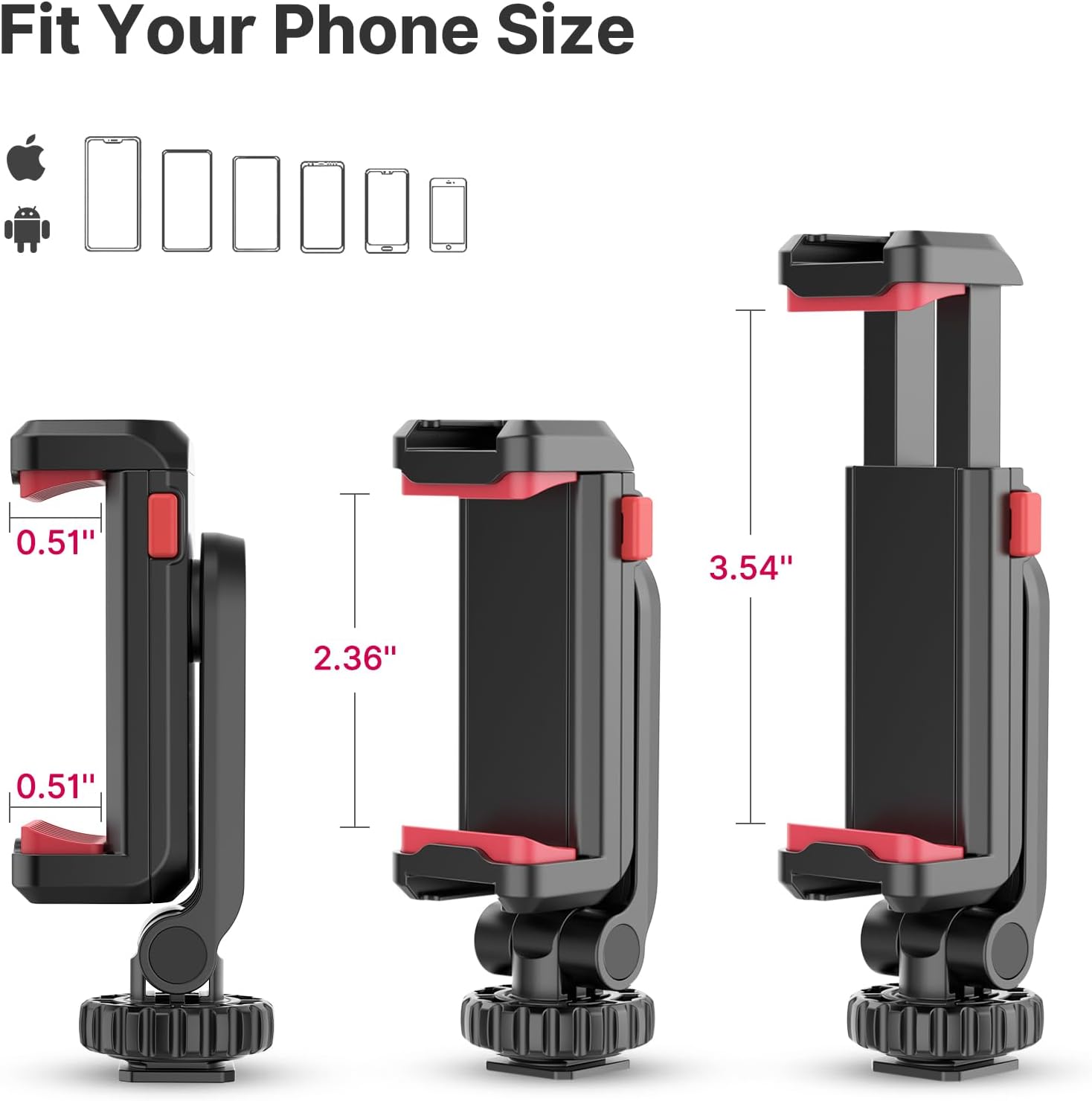 ULANZI ST-06S Phone Tripod Mount, Universal Smartphone Mount Adapter with 2 Cold Shoe, 360° Rotates Adjustable Cell Phone Clip Clamp Holder, Compatible with iPhone, Samsung Galaxy and All Phones