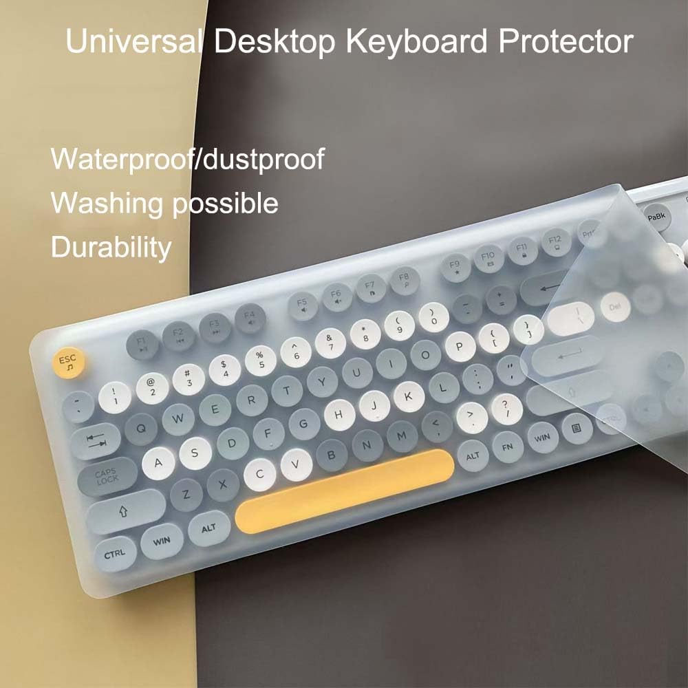 Ultra Thin Desktop PC Silicone Clear Keyboard Cover Skin Protector for 104/107 Keys Standard Desktop Keyboard, Transparent with Black Border, Waterproof, Dust-Proof
