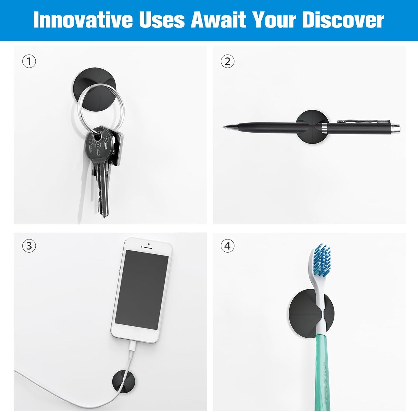 12 Pack Cable Clips, Znben Cord Organizer Holder Adhesive Cable Management Charger Wire Holder Clips for Desk, Home, Office, Car, Cubicle, Nightstand Black