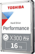 Toshiba X300 PRO 16TB High Workload Performance for Creative Professionals 3.5-Inch Internal Hard Drive – Up to 300 TB/Year Workload Rate CMR SATA 6 GB/s 7200 RPM 512 MB Cache - HDWR51GXZSTB