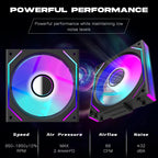 Jungle Leopard Interstellar V2 120mm PC Reverse Blade Case Fan Infinity Mirror Module Daisy-Chain ARGB Fan Triple Pack with Controller Suitable for Computer Case & 360mm AIO Cooler(Black-3pack)