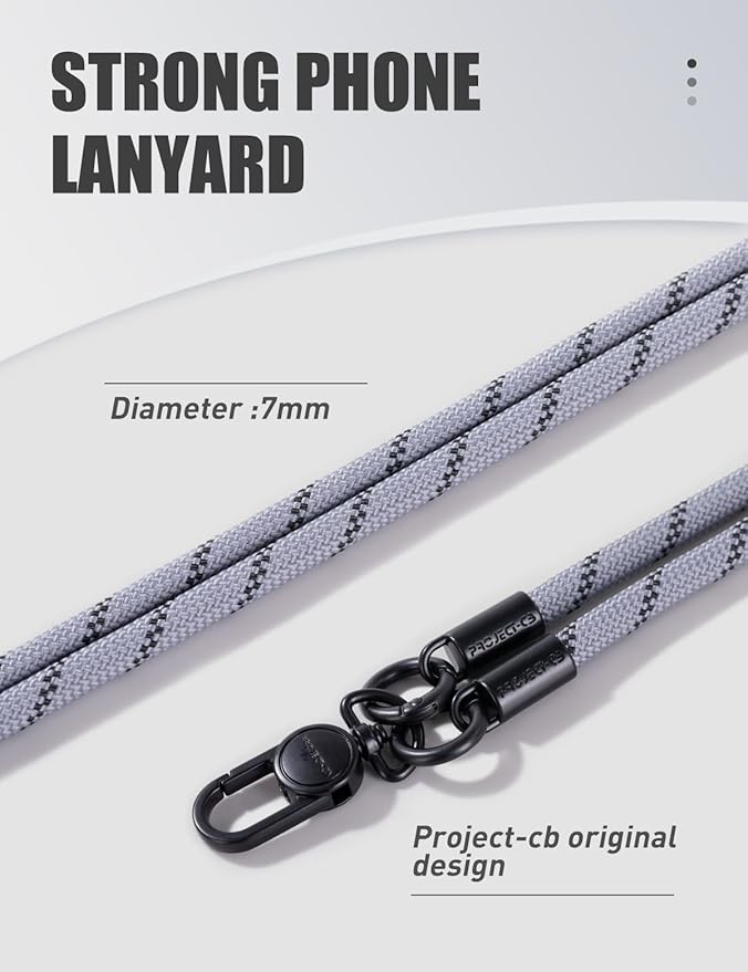 project-cb Phone Lanyard×1,Phone Tether Tab×2, Crossbody Cell Phone Lanyard,Rope Lanyard,Universal Adjustable Phone Strap(Gray)