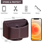 Fanousy 360° Rotating Remote Control Holder, PU Leather TV Remote Caddy Organizer Basket Storage Box with 5 Compartments for Pen, Pencil, Art Supplies, Makeup Brush, Office Desk Table Accessories