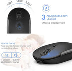 Wireless Keyboard and Mouse, Vssoplor Rechargeable Quiet Full-Size Keyboard and Mouse Combo Set Ultra Slim Design for Laptop, PC, Notebook, Desktop-Dark Gray