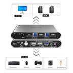 2 Port DP USB 3.0 Automatic KVM Switch Two Computers 1 DisplayPort Monitor switcher, 8K@30Hz 4K@144Hz, Aluminum hotkey Audio mic, Digital Display, HDR10 with Cables