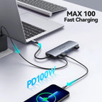 USB C Hub, Acodot 9 in 1 USB C to 4K@60HZ HDMI Multiport Adapter, 3 USB 3.0 Ports, SD/TF Card Reader, 100W PD, Desigend for MacBook Pro Air HP XPS and Other Type C Devices