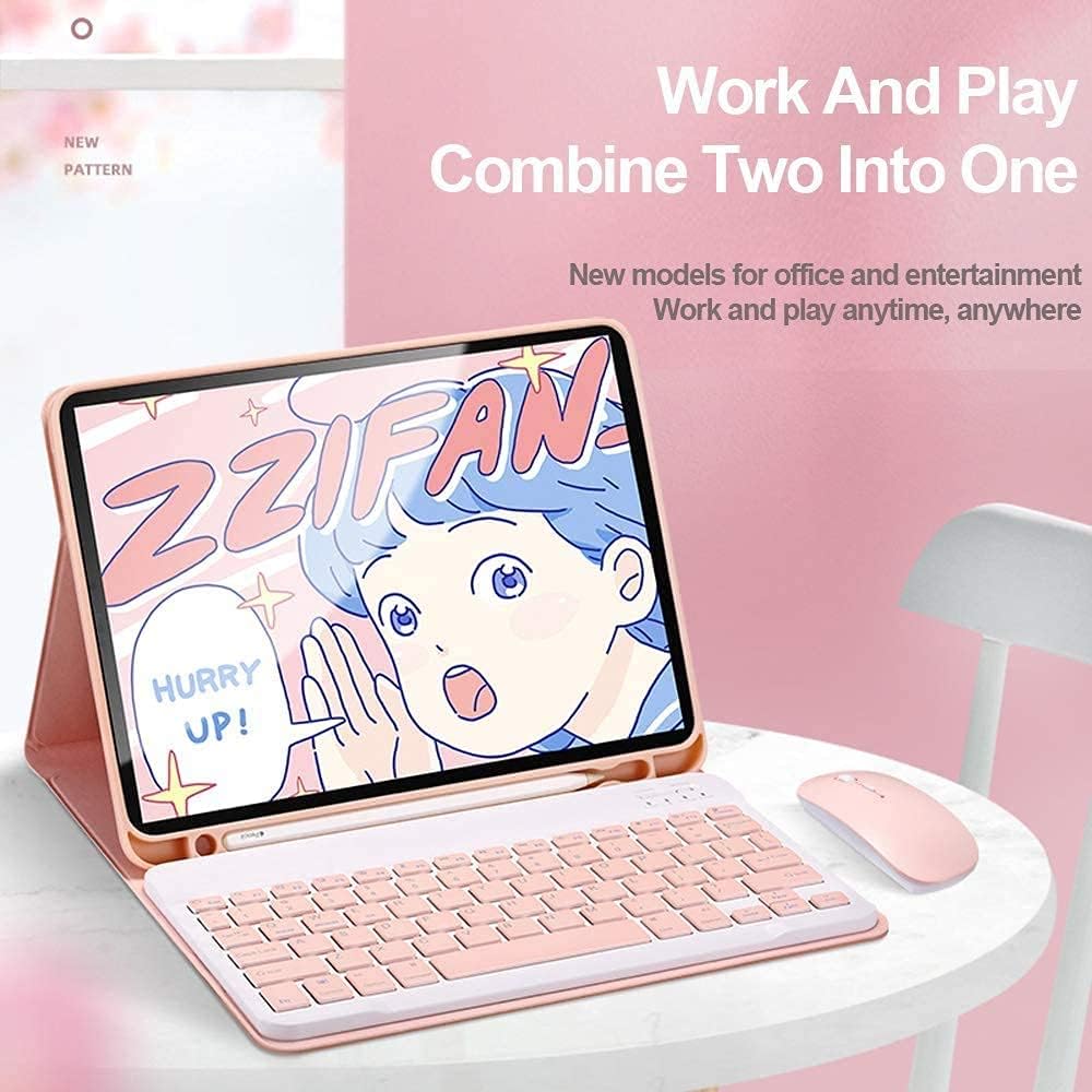 AnMengXinLing Keyboard Case for iPad Pro11 2022/2021 with Mouse Detachable Wireless Keyboard Pencil Holder Slim Smart Cover for iPad Pro 11 inch 4rd Gen/3rd Gen,Pink