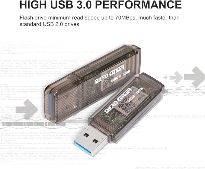 INLAND Micro Center SuperSpeed 5 Pack 32GB USB 3.0 Flash Drive Gum Size Memory Stick Thumb Drive Data Storage Jump Drive (32G 5-Pack)