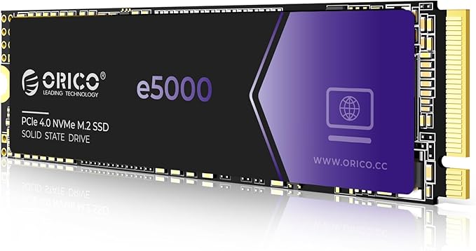 ORICO e5000 1TB SSD M.2 NVMe 2280 PCIe Gen4 5100MB/s Internal Solid State Drive SLC Dynamic Cache 3D NAND QLC for PS5 Laptops PC Desktops