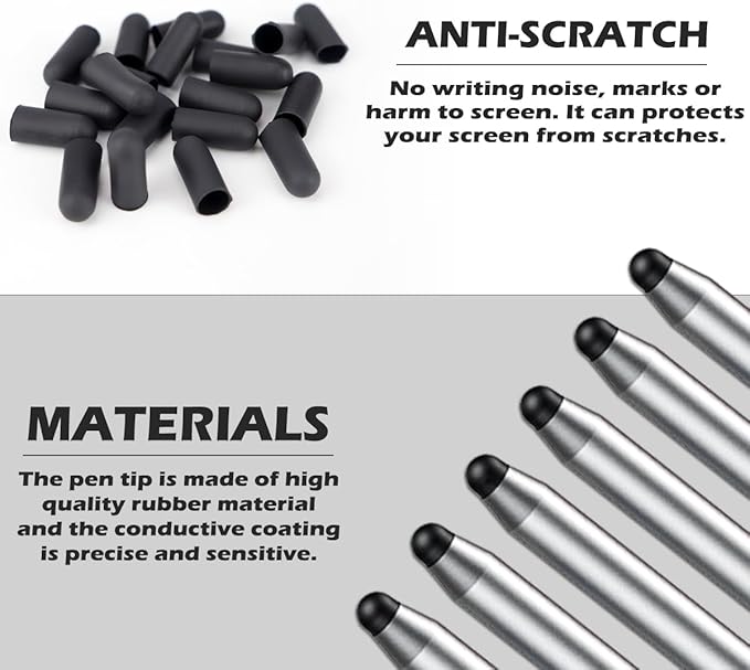 20Pcs Replacement Tips Silicone Rubber Touch Screen Pens Tips for Touch Pen (9 * 20mm)