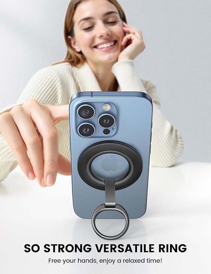 Lamicall Magnetic Phone Grip Stand for MagSafe - 2025 [Upgrade Dual-Hinge] Finger Ring Holder Phone Kickstand, Super Magnet 360° Rotation Ring, Mag Safe Accessories for iPhone 16 15 Pro Max, Androids