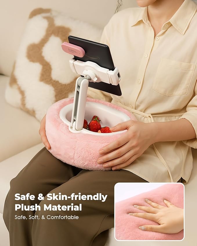 Viozon Tablet Pillow Stand,Kindle Pillow Stand, Compatible with 4-11" Tablet/Phone with Small Bowl, Kindle Holder Accessories,Idea for Reading and Video Watching On Bed,Pink