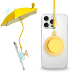 3 in 1 Magnetic Umbrella Sunshade Collapsible Expandable Phone Grip & Stand - Elegant Magsafe Compatible Phone Holder for Secure Grip and Hands-Free Viewing (Yellow)