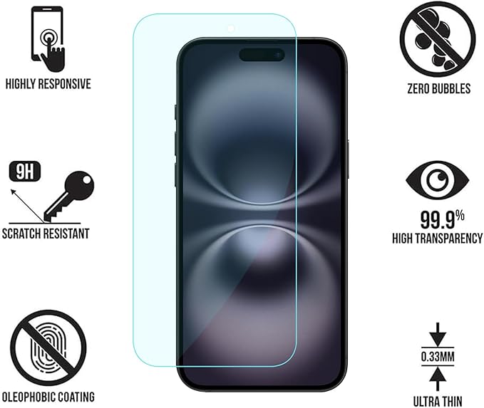 4 Pack Anti Blue Light Screen Protector for iPhone 16 plus /15 plus [6.7inch] with Installation Frame,9H+ Anti Blue Light Tempered Glass, Anti-Scratch, Case Friendly