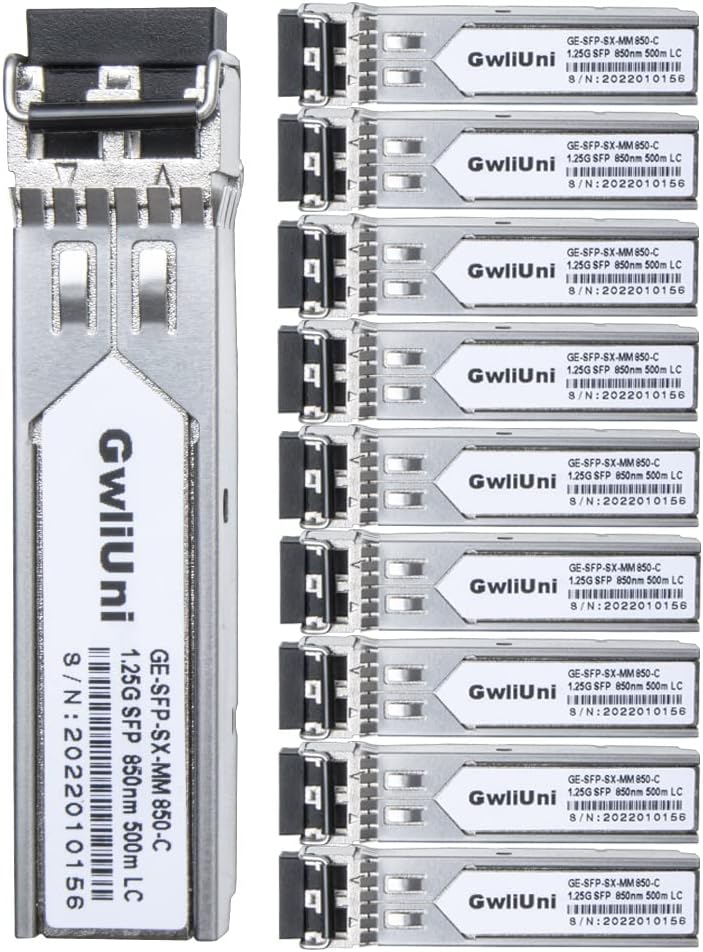 10Pcs 1.25G SFP Multi Mode Fiber Module Network Transceiver, SX MM 850nm 500m, Duplex LC Interface for Switch, Router, Firewall, Network Card, Media Converter etc