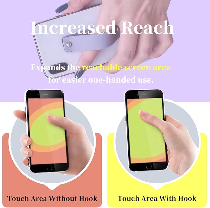 Phone Grips Strap Holder for Hand Grip, Adhesive Cellphone Case Accessories Sticky Gripper Handle Holders for Back of Phone with Finger Loop for Kindle, iPhone, iPad - 4 x Grey, Black, White