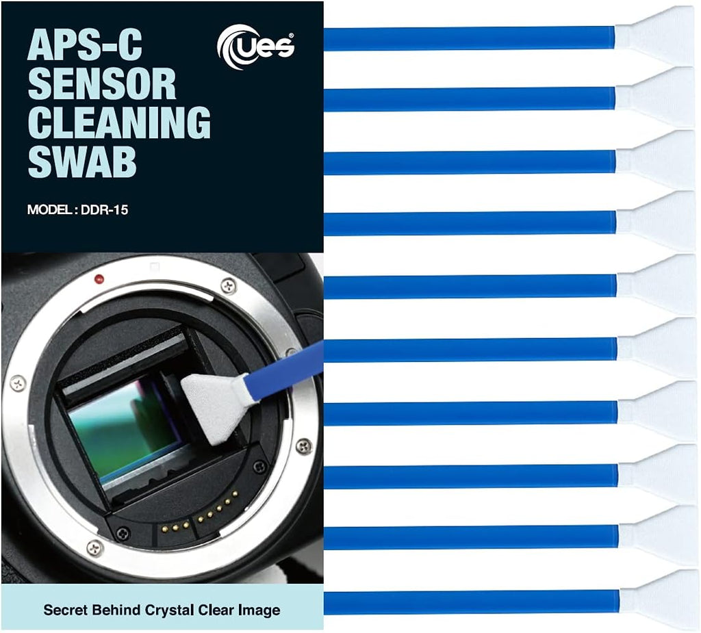 UES DDR15 APS-C Sensor Cleaning Swabs for Reflex and Mirrorless Digital Camera Compatible with Sony, Nikon, Canon CCD CMOS Sensors Clean (10 x Swabs)