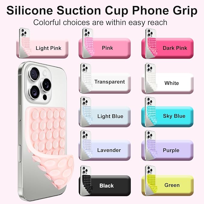 1 Pack Silicone Suction Cup Phone Case Mount Double Sided, Phone Accessories Hands-Free Strong Grip Holder for Selfies and Videos, Silicon Phone Stand Sticky for iPhone and Android Sky Blue